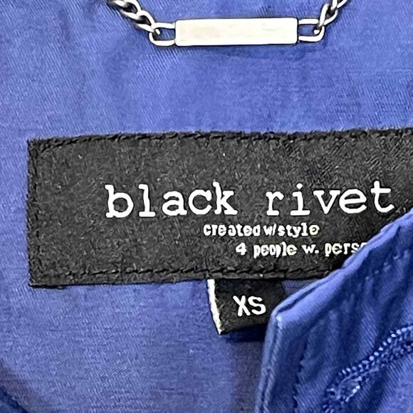 Black Rivet Jacket Size XS Blue Womens Button Up Lined Cotton Blend Hooded Coat - Picture 7 of 8